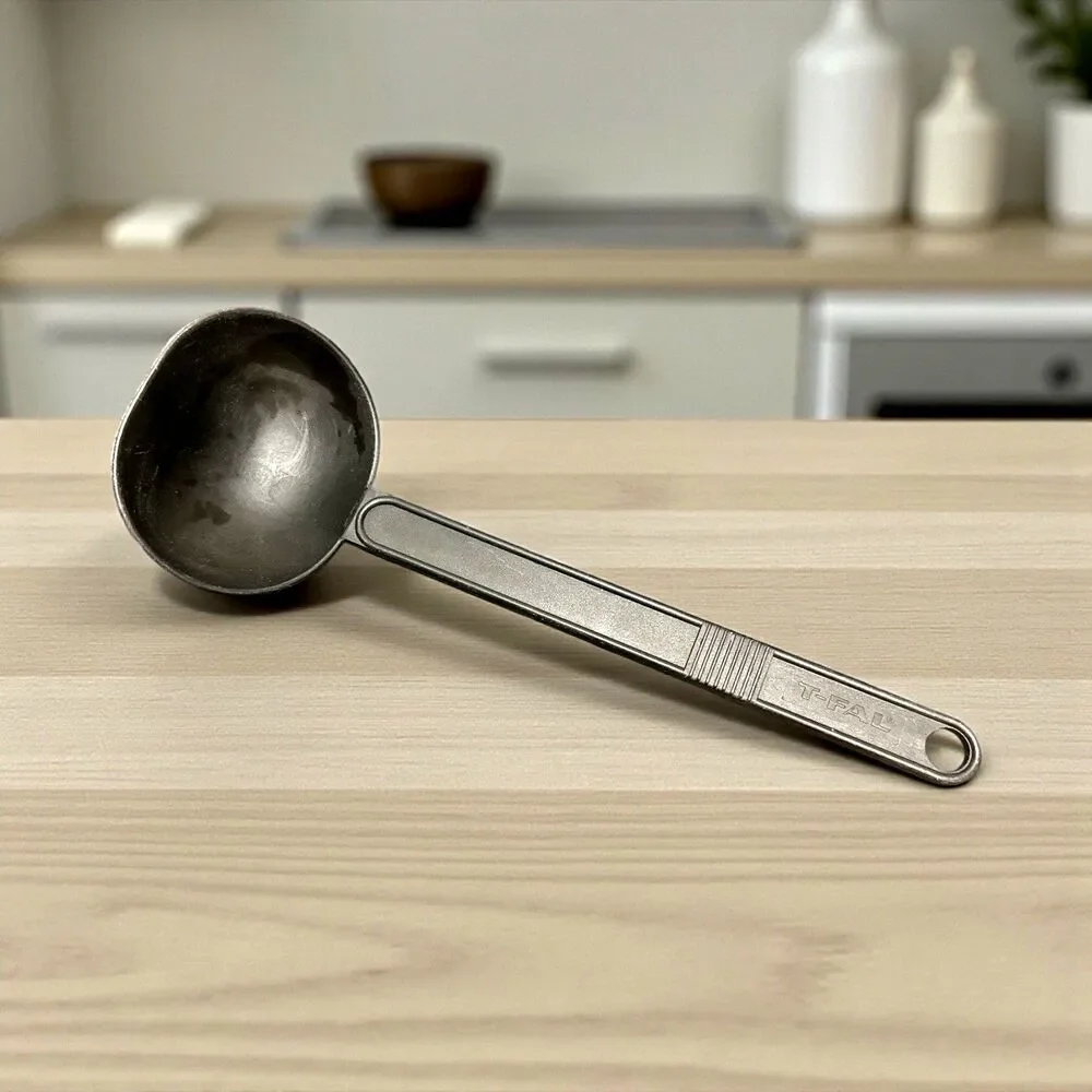 Vintage T-Fal Black Plastic Soup Ladle Kitchen Utensil Heat-Resistant Spoon